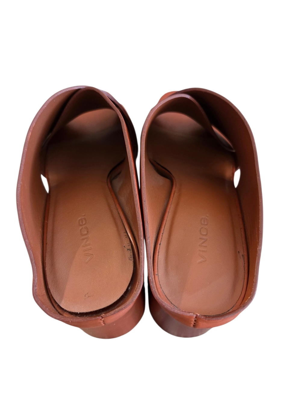 Vince Tan Leather Crisscross Mule with Block Heel - Picture 4 of 9
